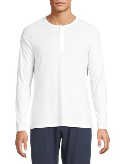 Saks Fifth Avenue Men's Triblend Long Sleeve Henley In White