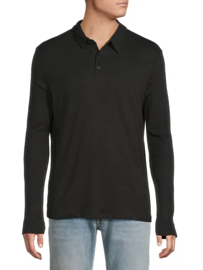 Saks Fifth Avenue Men's Long-sleeve Polo Shirt In Black