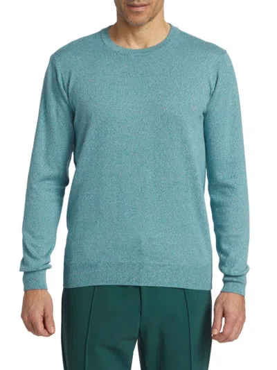Saks Fifth Avenue Men's Marled Cotton Crewneck Sweater In Ibiza Blue