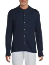 Saks Fifth Avenue Men's Merino Button-front Wool-blend Polo Sweater In Black