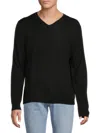 Saks Fifth Avenue Men's Merino V-neck Wool-blend Sweater In Black