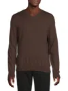 Saks Fifth Avenue Men's Merino V-neck Wool-blend Sweater In Brown