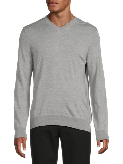 Saks Fifth Avenue Men's Merino V-neck Wool-blend Sweater In Gray