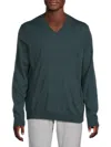 Saks Fifth Avenue Men's Merino V-neck Wool-blend Sweater In Green
