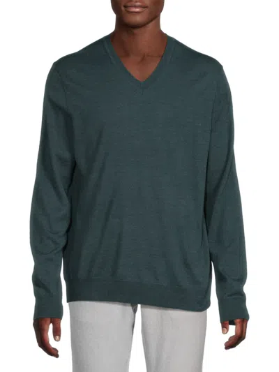 Saks Fifth Avenue Men's Merino V-neck Wool-blend Sweater In Green