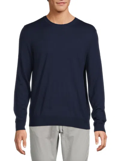 Saks Fifth Avenue Men's Merino Wool-blend Crewneck Sweater In Blue