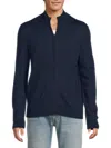 Saks Fifth Avenue Men's Merino Wool-blend Mock Neck Zip Jacket In Blue