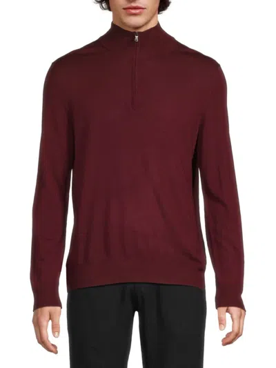 Saks Fifth Avenue Men's Merino Wool-blend Quarter-zip Sweater In Burgundy
