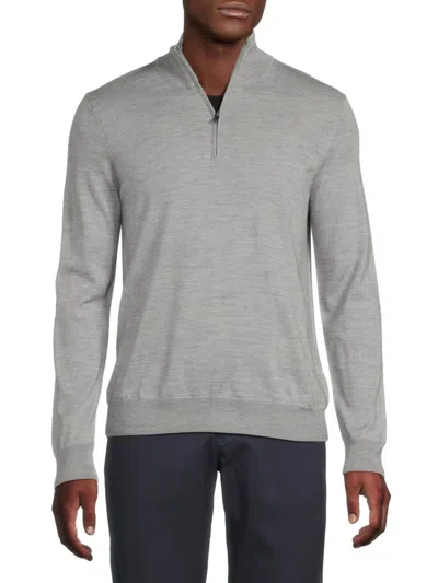 Saks Fifth Avenue Men's Merino Wool-blend Quarter-zip Sweater In Gray
