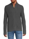 Saks Fifth Avenue Men's Merino Wool Blend Shaker Full Zip Sweater In Quarry
