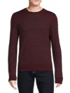 Saks Fifth Avenue Men's Merino Wool Blend Stripe Crewneck Sweater In Cabernet