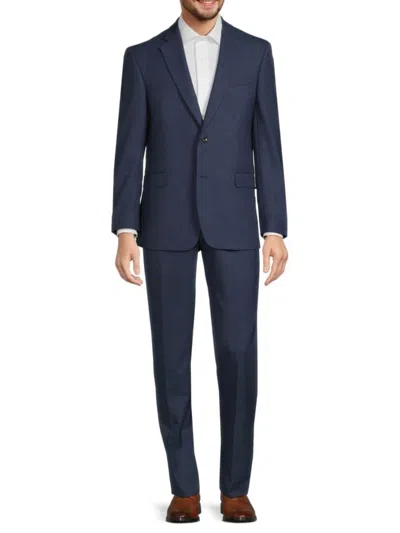 Saks Fifth Avenue Men's Micro Check Wool Blend Suit In Dark Blue