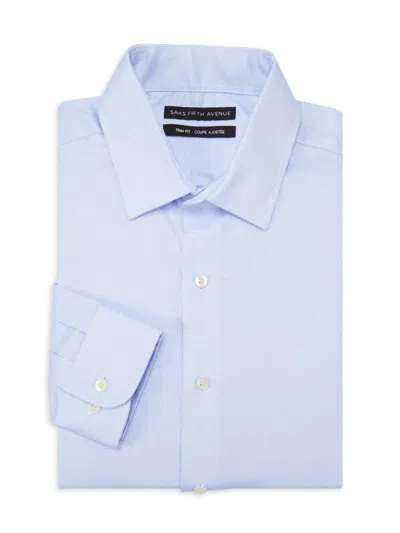 Saks Fifth Avenue Men's Micro Print Trim Fit Dress Shirt In Light Blue