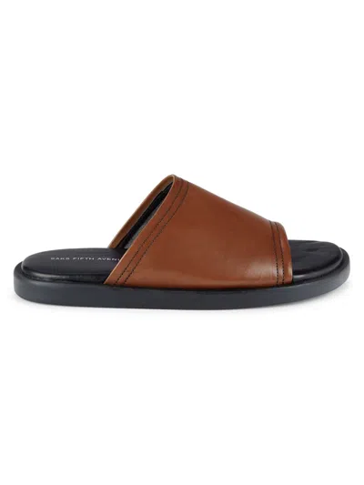 Saks Fifth Avenue Men's Milios Leather Flat Sandals In Dark Brown