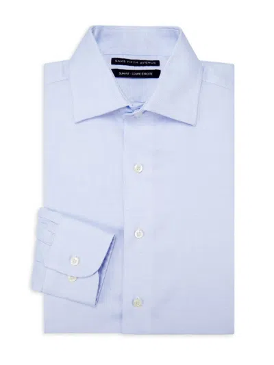 Saks Fifth Avenue Men's Mini Check Slim Fit Dress Shirt In Light Blue