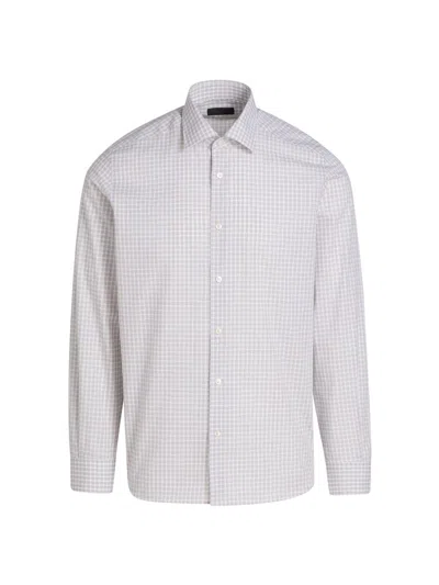 Saks Fifth Avenue Men's Mini-check Poplin Button-front Shirt In White
