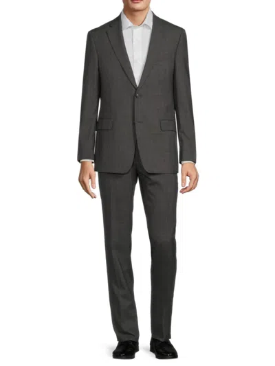 Saks Fifth Avenue Men's Modern Fit Patterned Wool Blend Suit In Grey