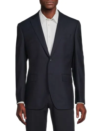 Saks Fifth Avenue Men's Modern Fit Plaid Wool Sportcoat In Dark Blue
