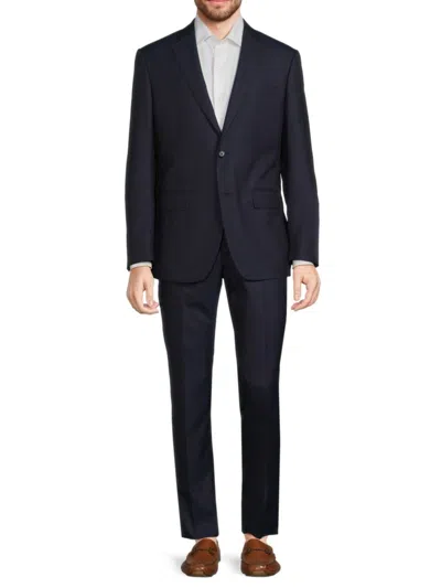 Saks Fifth Avenue Men's Modern Fit Striped Wool Blend Suit In Navy