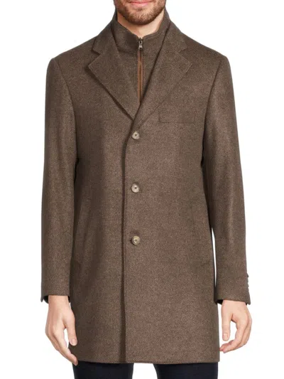 Saks Fifth Avenue Men's Modern Fit Wool Blend Car Coat With Bib In Brown