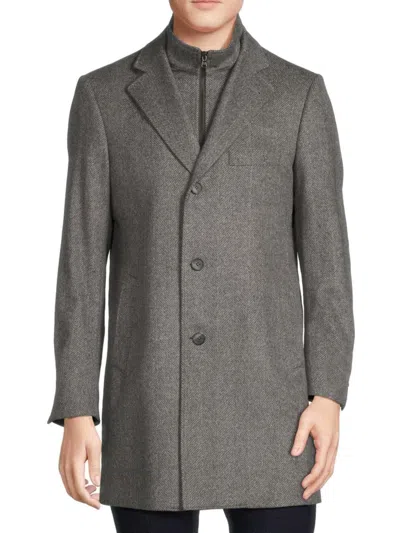 Saks Fifth Avenue Men's Modern Fit Wool Blend Car Coat With Bib In Grey