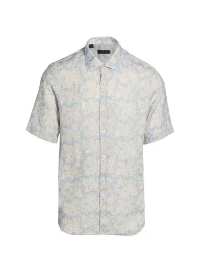 Saks Fifth Avenue Men's Paisley Linen Shirt In Blue
