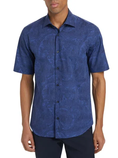 Saks Fifth Avenue Men's Paisley Print Cotton Shirt In Navy