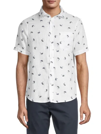 Saks Fifth Avenue Men's Palm Tree-print Linen Shirt In White
