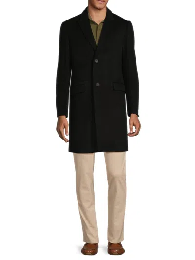 Saks Fifth Avenue Men's Peak Lapel Wool Blend Top Coat In Black