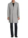 Saks Fifth Avenue Men's Peak Lapel Wool Blend Top Coat In Light Grey