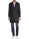 Saks Fifth Avenue Men's Peak Lapel Wool Blend Top Coat In Navy