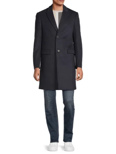 Saks Fifth Avenue Men's Peak Lapel Wool Blend Top Coat In Navy