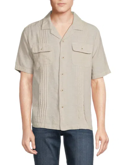 Saks Fifth Avenue Men's Pintuck Linen Blend Camp Shirt In Acorn