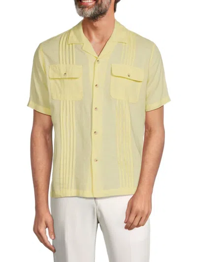 Saks Fifth Avenue Men's Pintuck Linen Blend Camp Shirt In Light Yellow