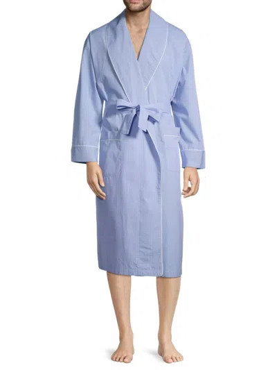 Saks Fifth Avenue Men's Piped Shawl Robe In Blue Check