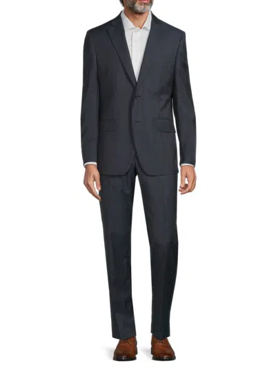 Saks Fifth Avenue Men's Plaid Wool Two-button Modern Fit Suit In Light Blue