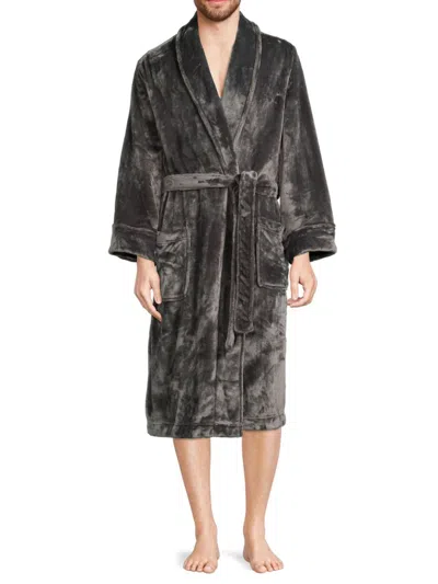 Saks Fifth Avenue Men's Plush Velvet Robe In Charcoal