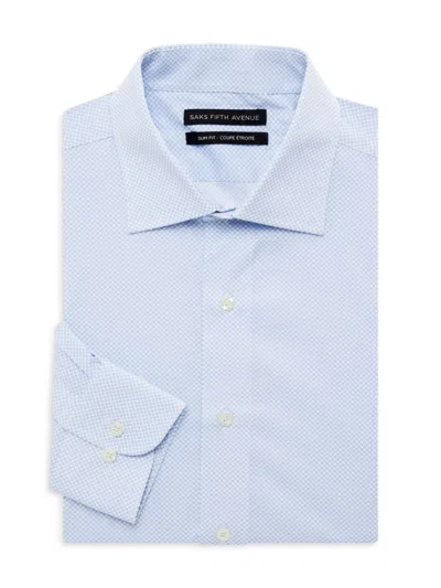 Saks Fifth Avenue Men's Print Slim Fit Dress Shirt In Blue White