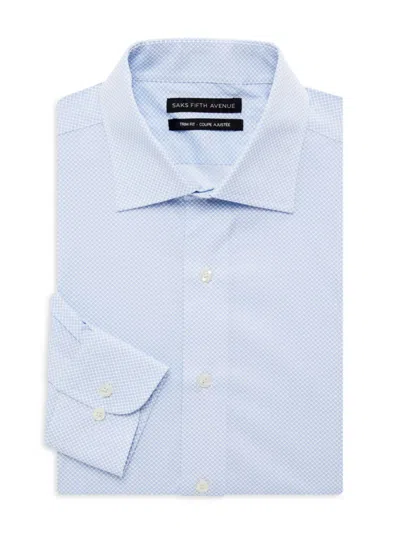 Saks Fifth Avenue Men's Print Trim Fit Dress Shirt In Blue White