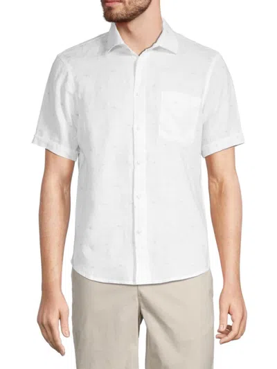 Saks Fifth Avenue Men's Printed Linen Shirt In White