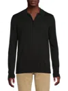 Saks Fifth Avenue Men's Quarter-zip Polo Sweater In Black
