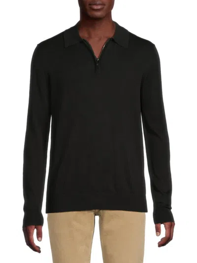 Saks Fifth Avenue Men's Quarter-zip Polo Sweater In Black