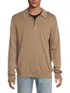 Saks Fifth Avenue Men's Quarter-zip Polo Sweater In Mushroom