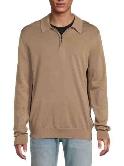 Saks Fifth Avenue Men's Quarter-zip Polo Sweater In Mushroom