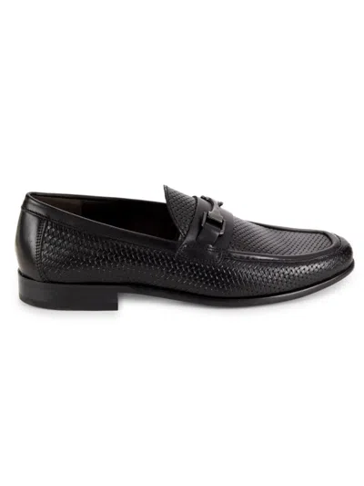 Saks Fifth Avenue Men's Raffia-woven Riding Bit Loafers In Black