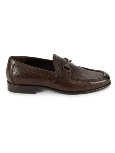 Saks Fifth Avenue Men's Raffia-woven Riding Bit Loafers In Dark Brown