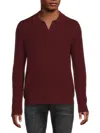 Saks Fifth Avenue Men's Cotton-blend Long-sleeve Polo Shirt In Burgundy