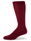 Saks Fifth Avenue Men's Ribbed Cashmere Blend Crew Socks In Burgundy