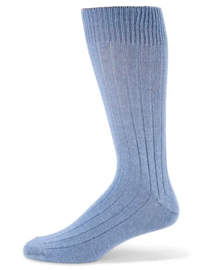 Saks Fifth Avenue Men's Ribbed Cashmere Blend Crew Socks In Denim