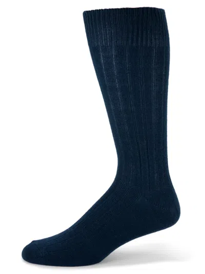 Saks Fifth Avenue Men's Ribbed Cashmere Blend Crew Socks In Navy